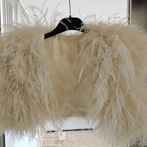 Ostrich Feather Bolero - Off white